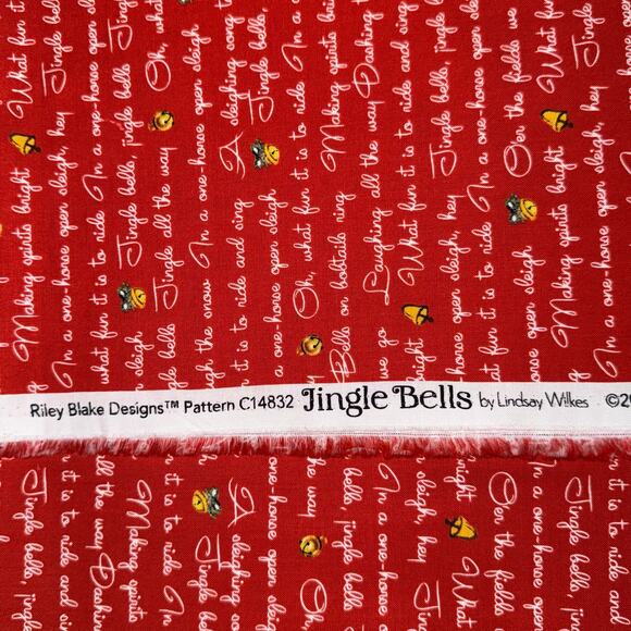 Red Christmas Jingle Bells Lyrics by Lindsay Wilkes - Riley Blake Designs - 1 Yd - Picture 6 of 7